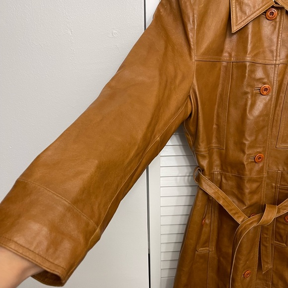 Vintage Light Brown, Tan, Wilson’s Leather Maxima Trench Coat with Belt size L - Picture 3 of 14